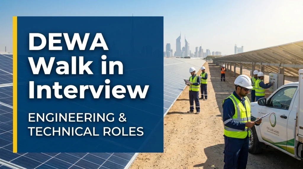 DEWA Walk In Interview Dubai 2026 | Technical & Grid Jobs