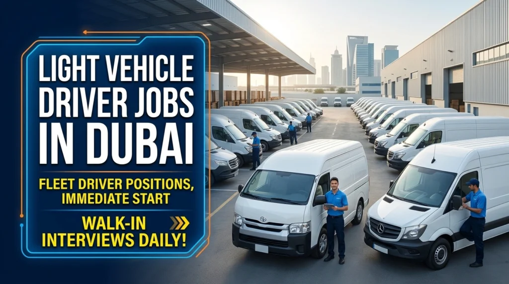 Walk In Interview for Light Vehicle Driver Jobs in Dubai 2026